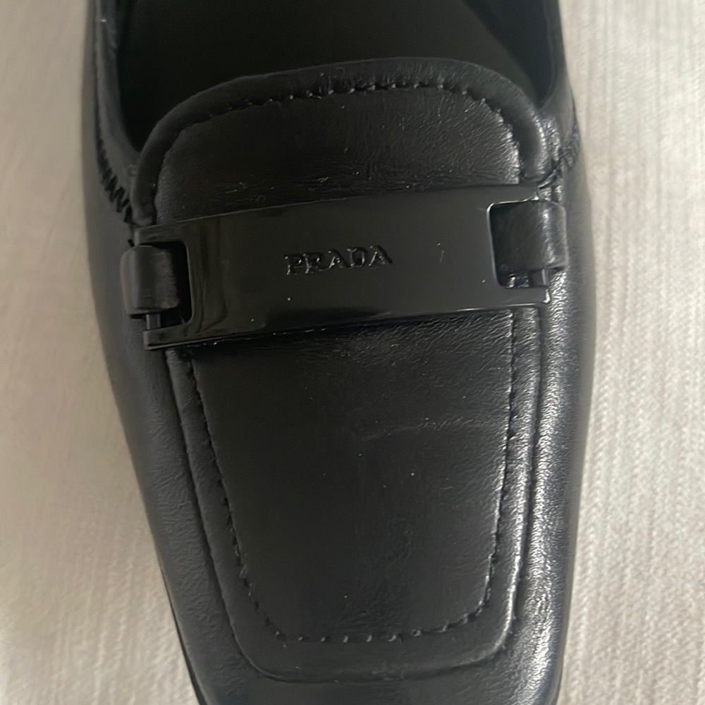 Elegant Prada shoes  with a one inch heel.